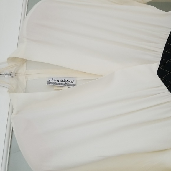 JOAN WALTERS 1990s Sheer Top Jumpsuit 10 Ivory Black - Picture 2 of 9